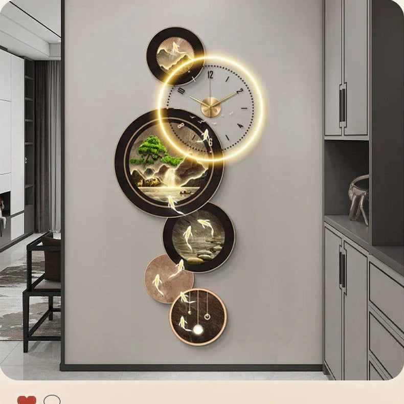 Illuminated LED Wall Clock Nine Fish | Dlight Decor