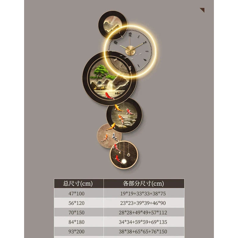 Illuminated LED Wall Clock Nine Fish | Dlight Decor