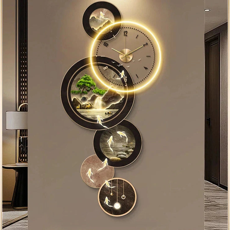Illuminated LED Wall Clock Nine Fish | Dlight Decor
