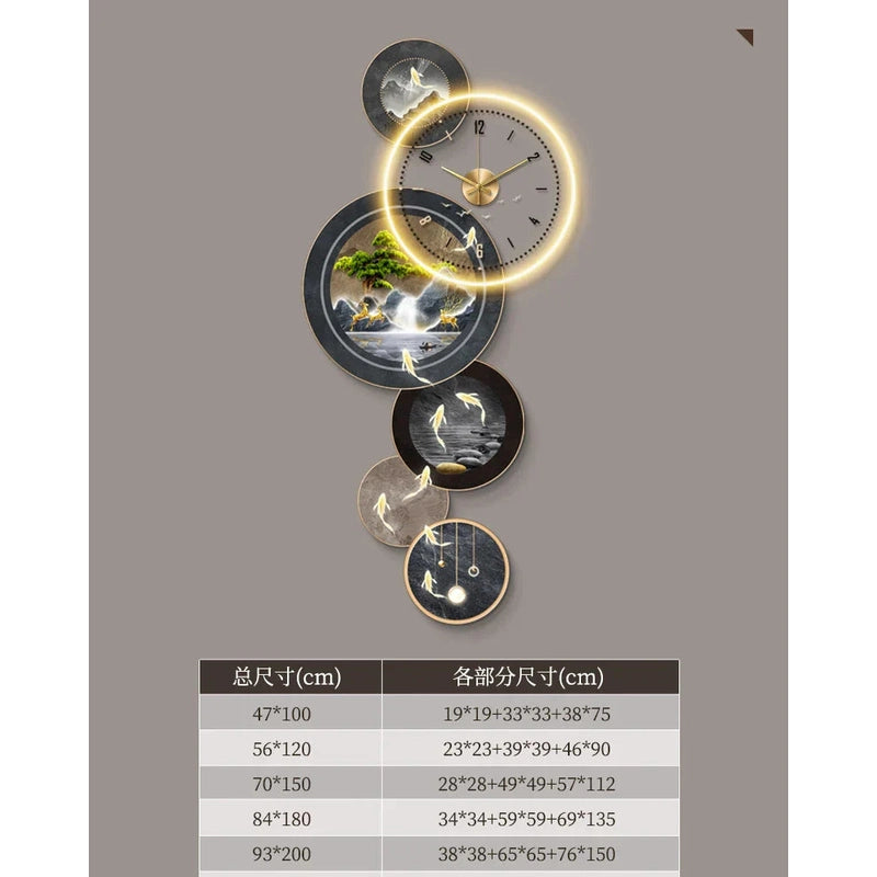 Illuminated LED Wall Clock Nine Fish | Dlight Decor