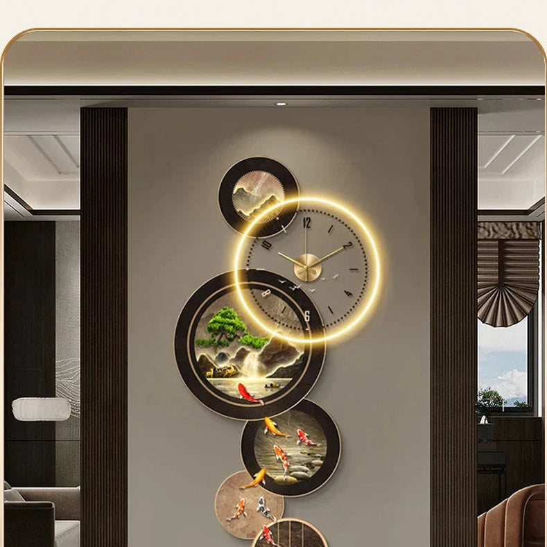 Illuminated LED Wall Clock Nine Fish | Dlight Decor