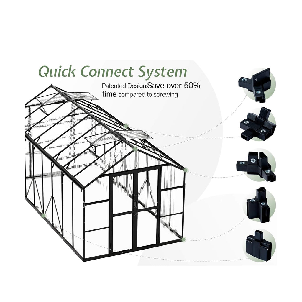 [08x16FT] Premium Polycarbonate Outdoor Walk-In Patio Greenhouse With Double Swing Doors, 4MM (SAK79206) by SAKSBY WHOLESALE