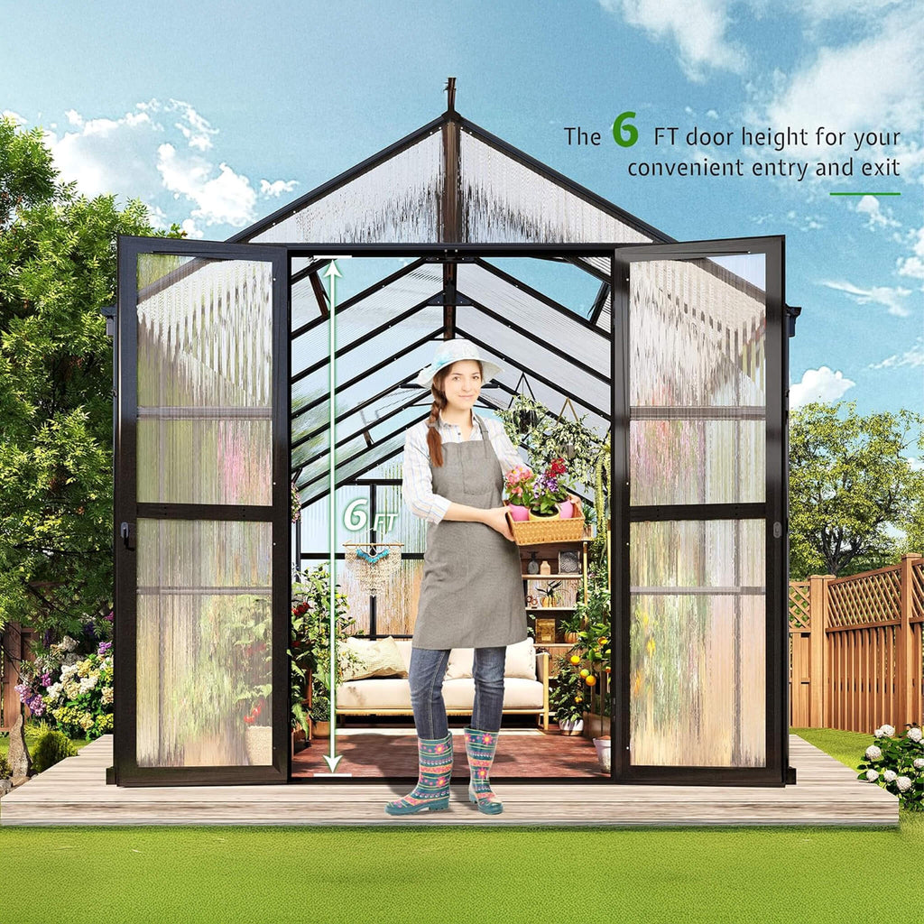 [08x16FT] Premium Polycarbonate Outdoor Walk-In Patio Greenhouse With Double Swing Doors, 4MM (SAK79206) by SAKSBY WHOLESALE