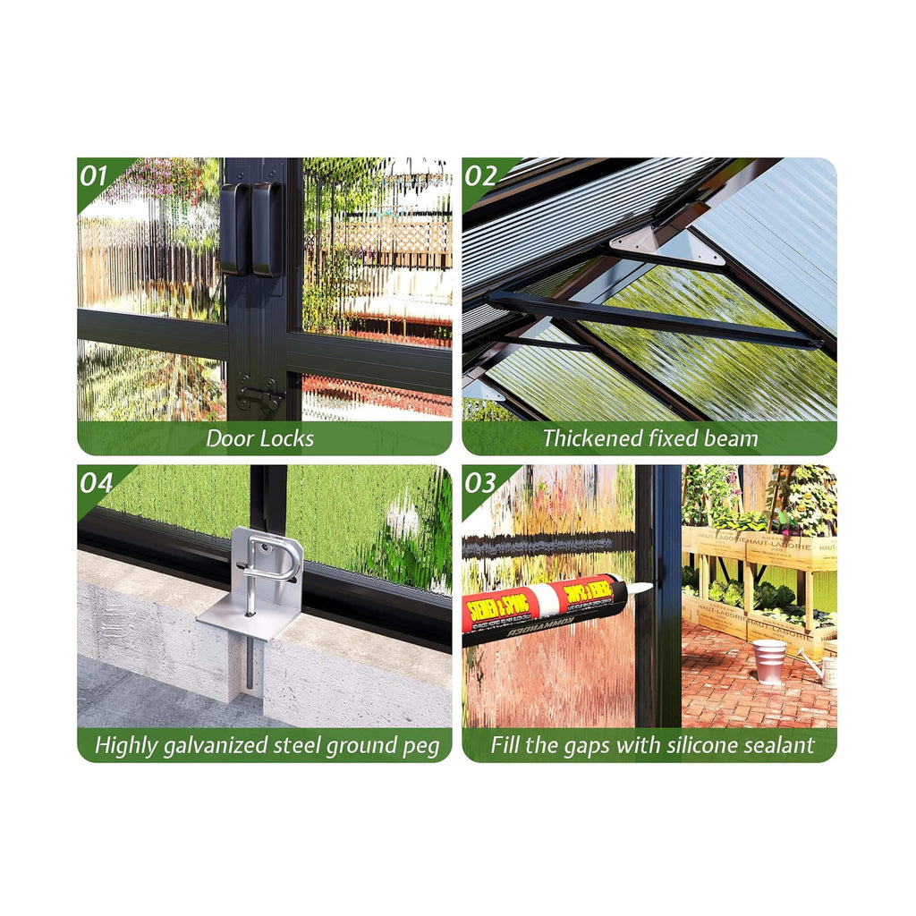 [08x16FT] Premium Polycarbonate Outdoor Walk-In Patio Greenhouse With Double Swing Doors, 4MM (SAK79206) by SAKSBY WHOLESALE