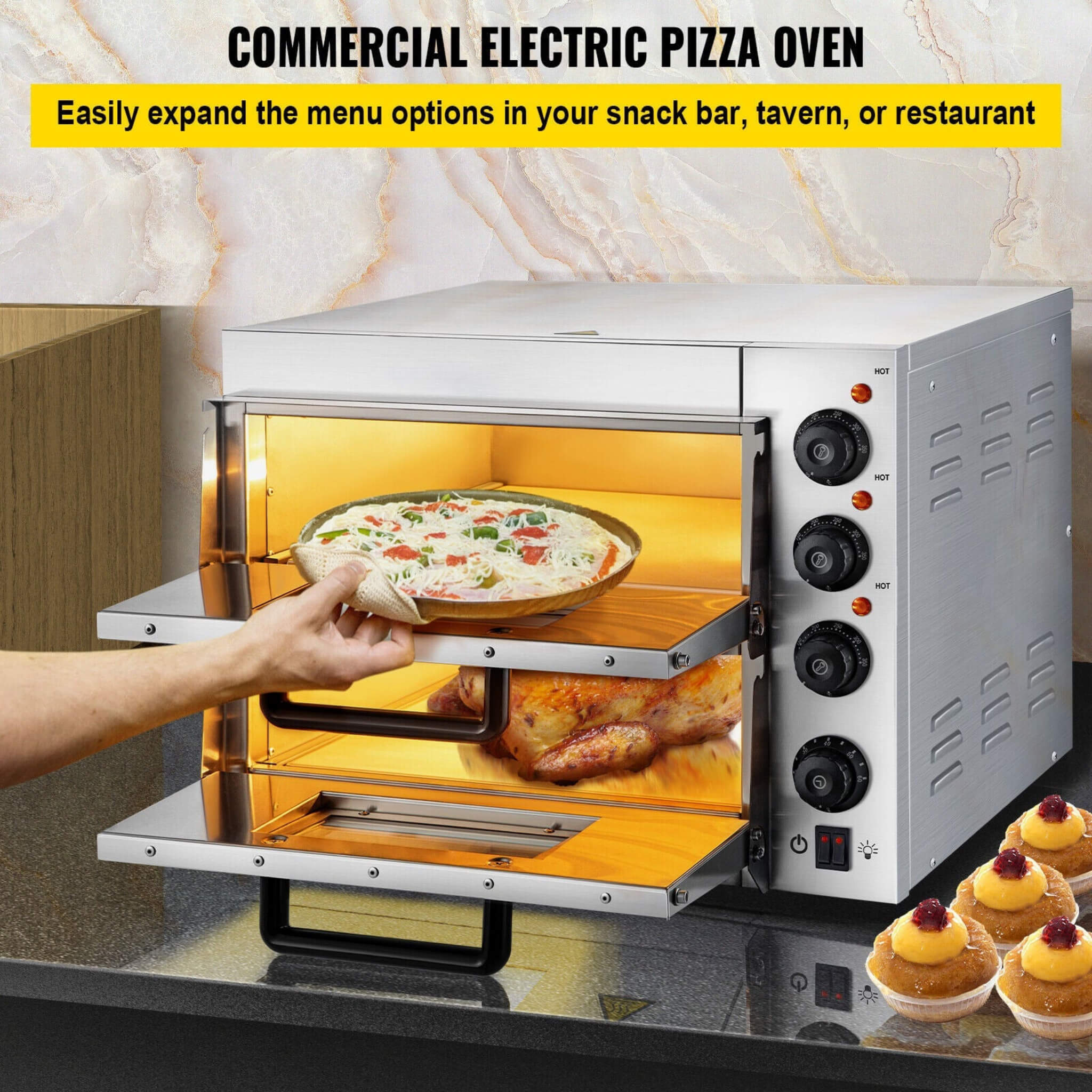 Industrial-Grade Extreme-Heavy-Duty Electric Double-Deck Pizza Oven | Saksby Wholesale