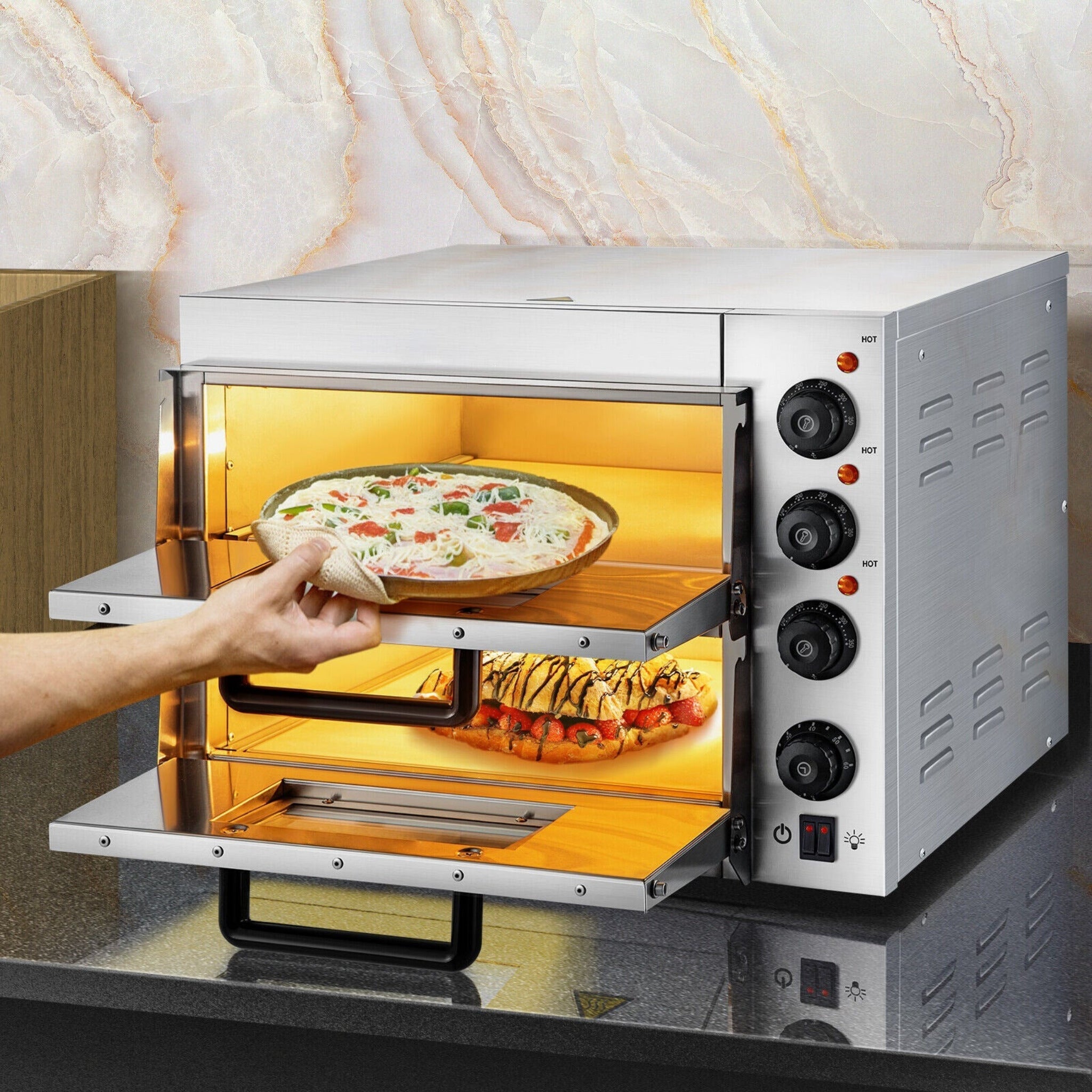 Industrial-Grade Extreme-Heavy-Duty Electric Double-Deck Pizza Oven | Saksby Wholesale