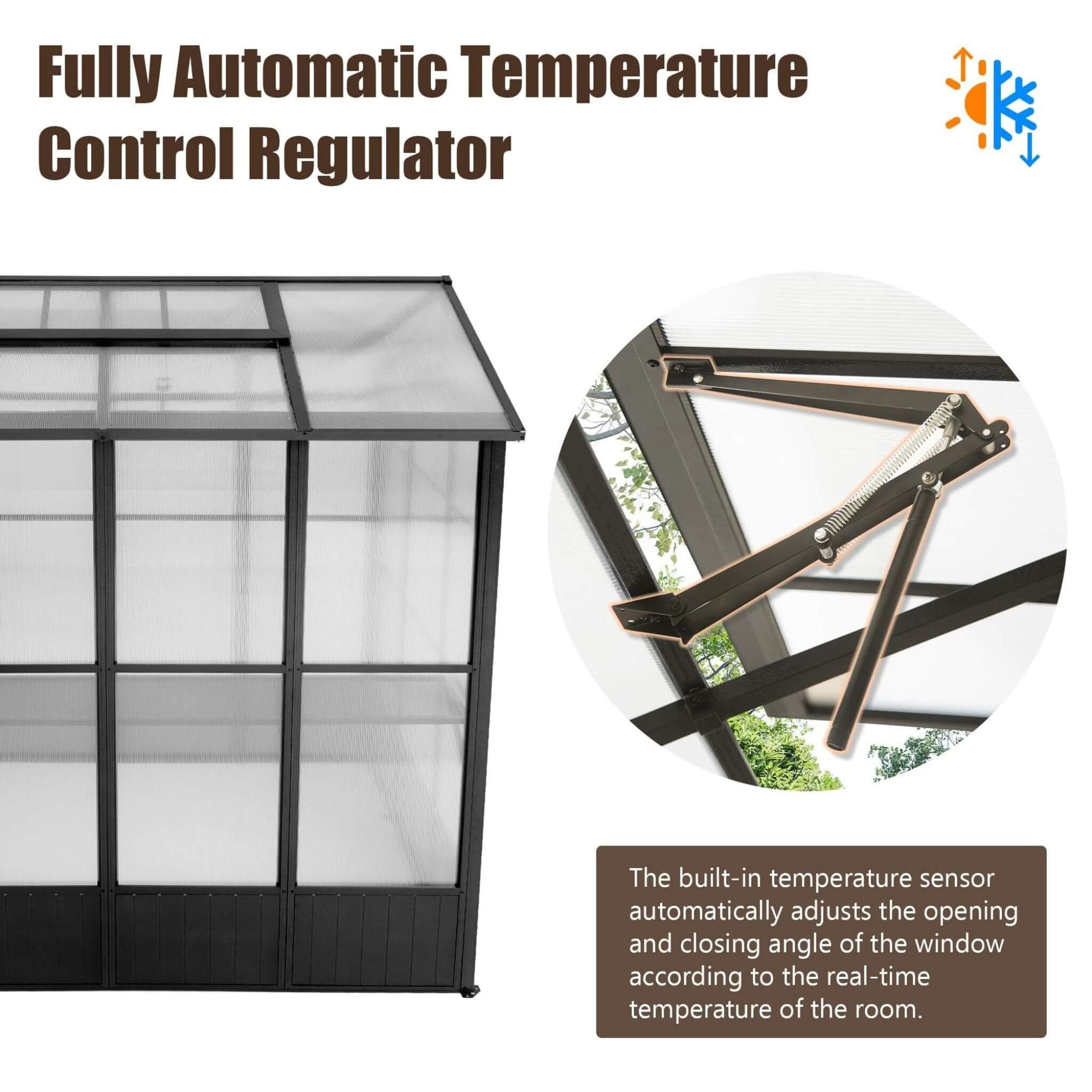 [06X08FT] Heavy-Duty Outdoor Polycarbonate Greenhouse With Fully Automatic Temperature Control Vent (SAK51892) by SAKSBY WHOLESALE