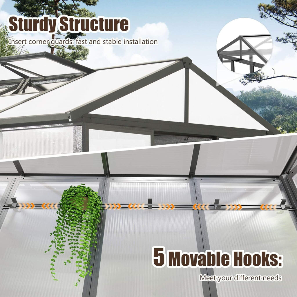 [06X08FT] Heavy-Duty Outdoor Polycarbonate Greenhouse With Fully Automatic Temperature Control Vent (SAK51892) by SAKSBY WHOLESALE