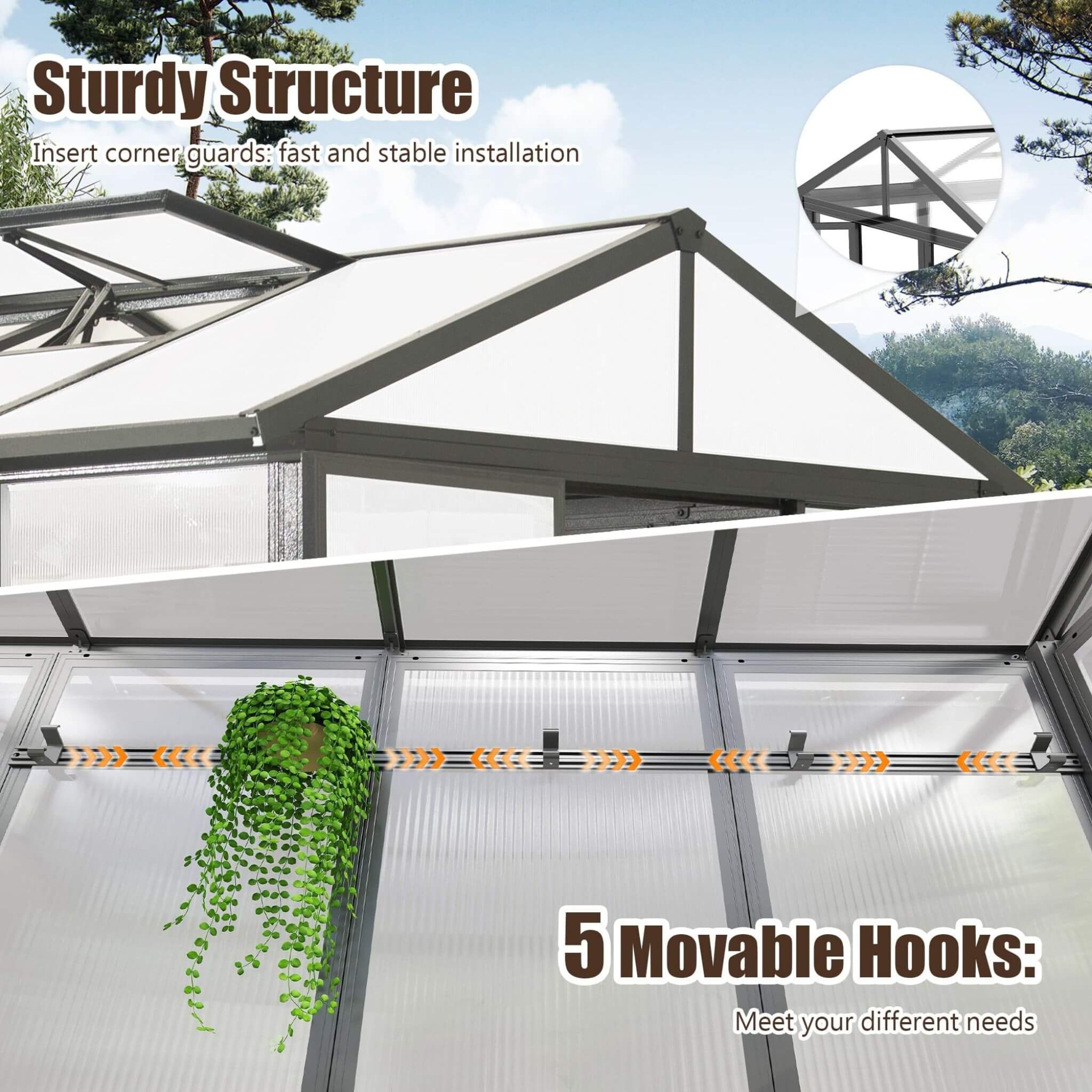 [06X08FT] Heavy-Duty Outdoor Polycarbonate Greenhouse With Fully Automatic Temperature Control Vent (SAK51892) by SAKSBY WHOLESALE