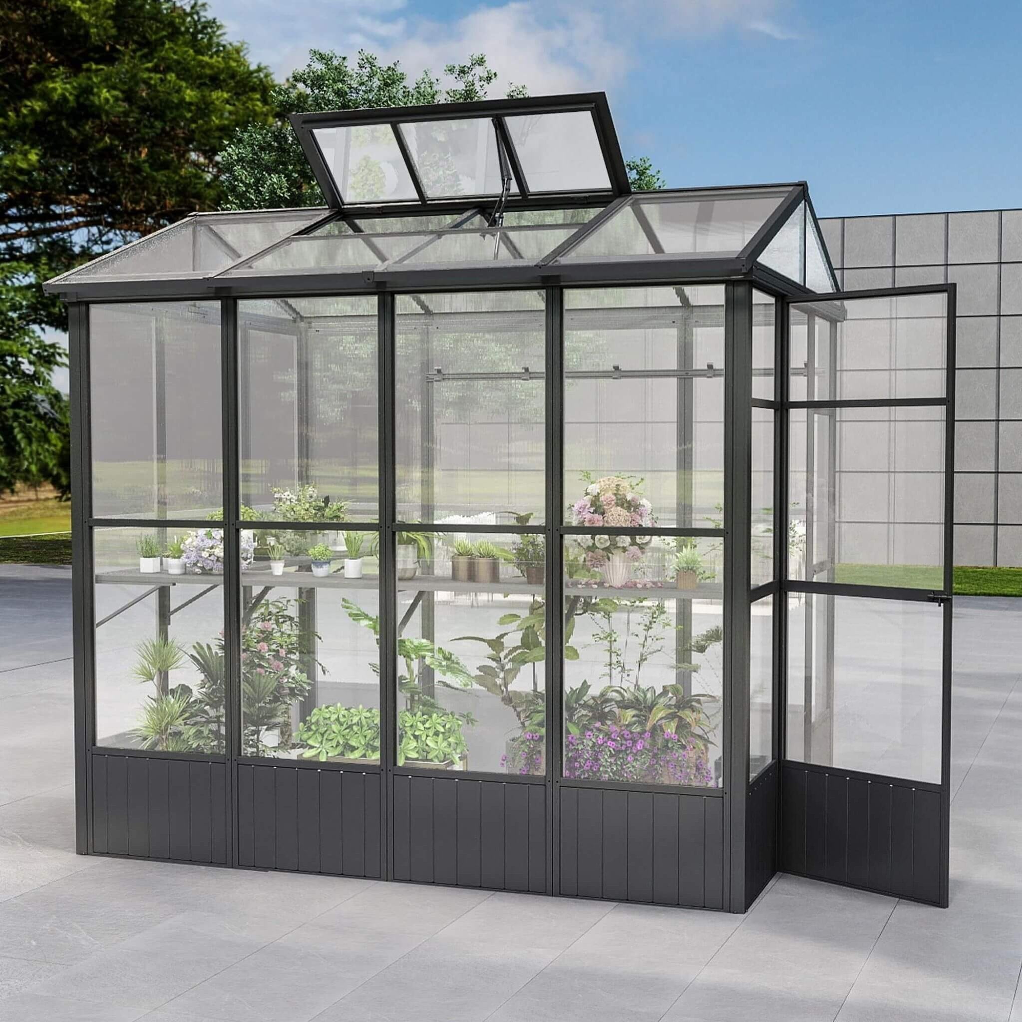 [06X08FT] Heavy-Duty Outdoor Polycarbonate Greenhouse With Fully Automatic Temperature Control Vent (SAK51892) by SAKSBY WHOLESALE