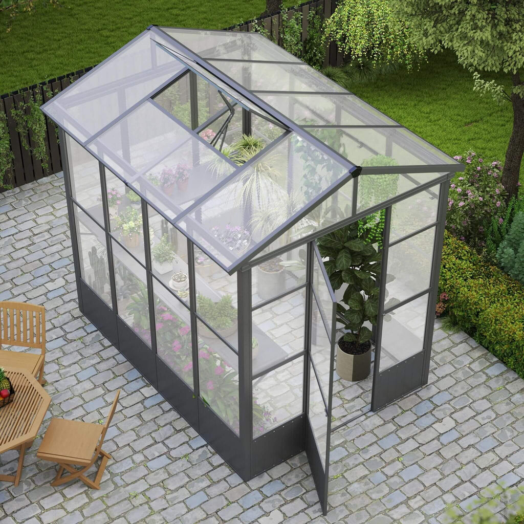 [06X08FT] Heavy-Duty Outdoor Polycarbonate Greenhouse With Fully Automatic Temperature Control Vent (SAK51892) by SAKSBY WHOLESALE
