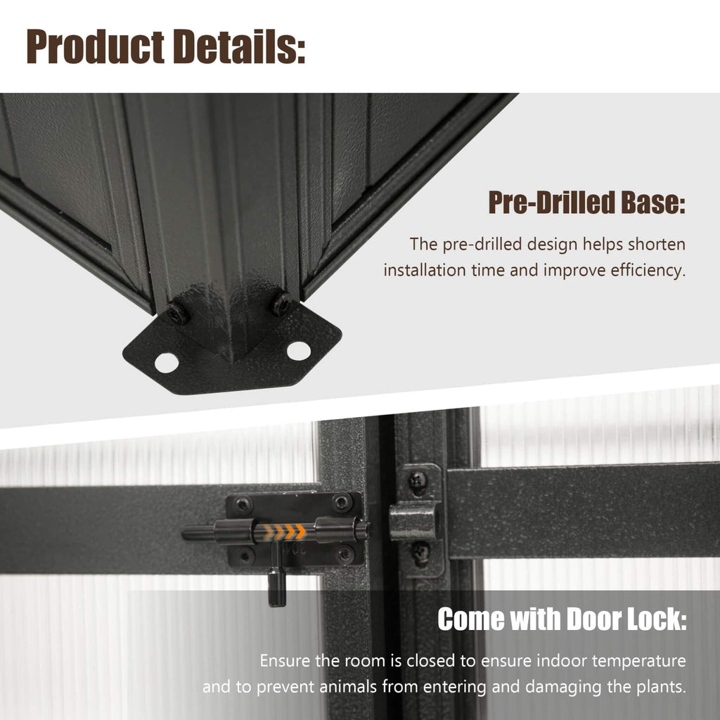 [06X08FT] Heavy-Duty Outdoor Polycarbonate Greenhouse With Fully Automatic Temperature Control Vent (SAK51892) by SAKSBY WHOLESALE