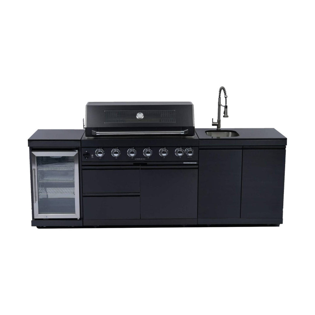 Castelle Flame 43-Inch 6-Burner 85K BTU Stainless Steel Outdoor BBQ Kitchen Island Grill With Wine Cooler, Rotisserie, And Sink (SAK19476) by SAKSBY WHOLESALE