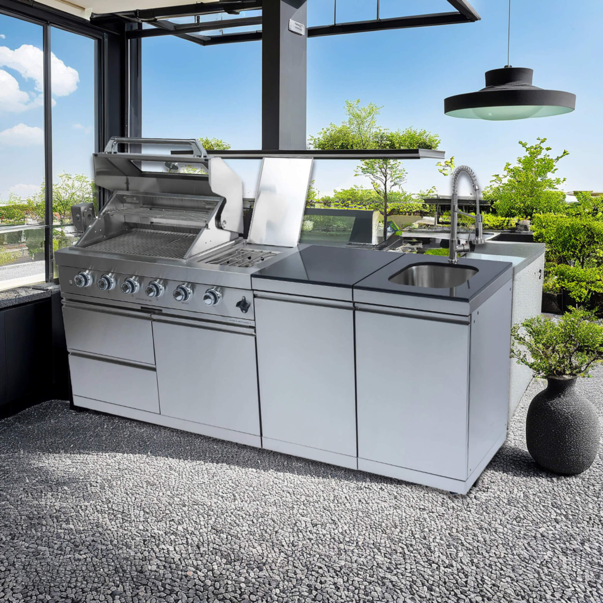 Industrial-Grade Stainless-Steel Outdoor Premium Barbecue Island | SAKSBY WHOLESALE