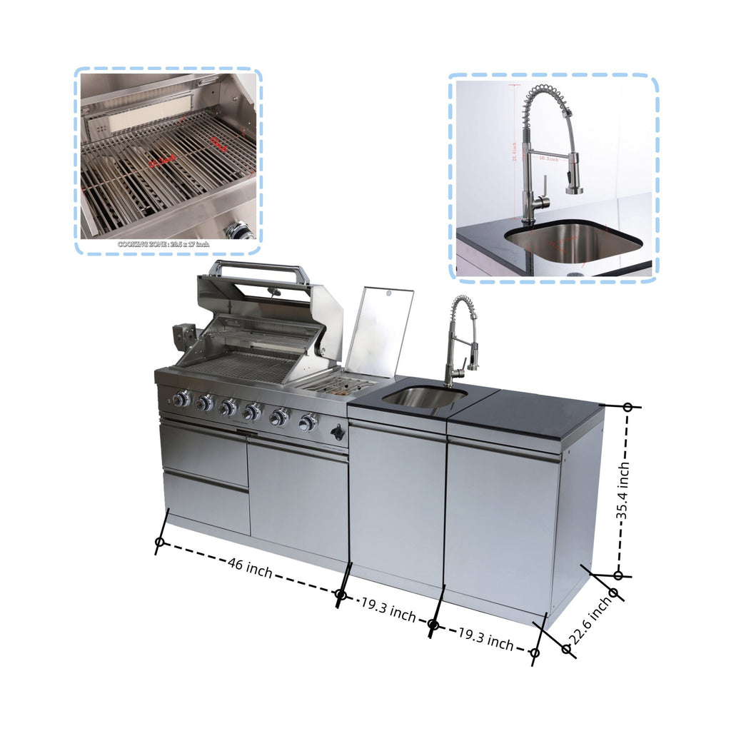Industrial-Grade Stainless-Steel Outdoor Premium Barbecue Island | SAKSBY WHOLESALE