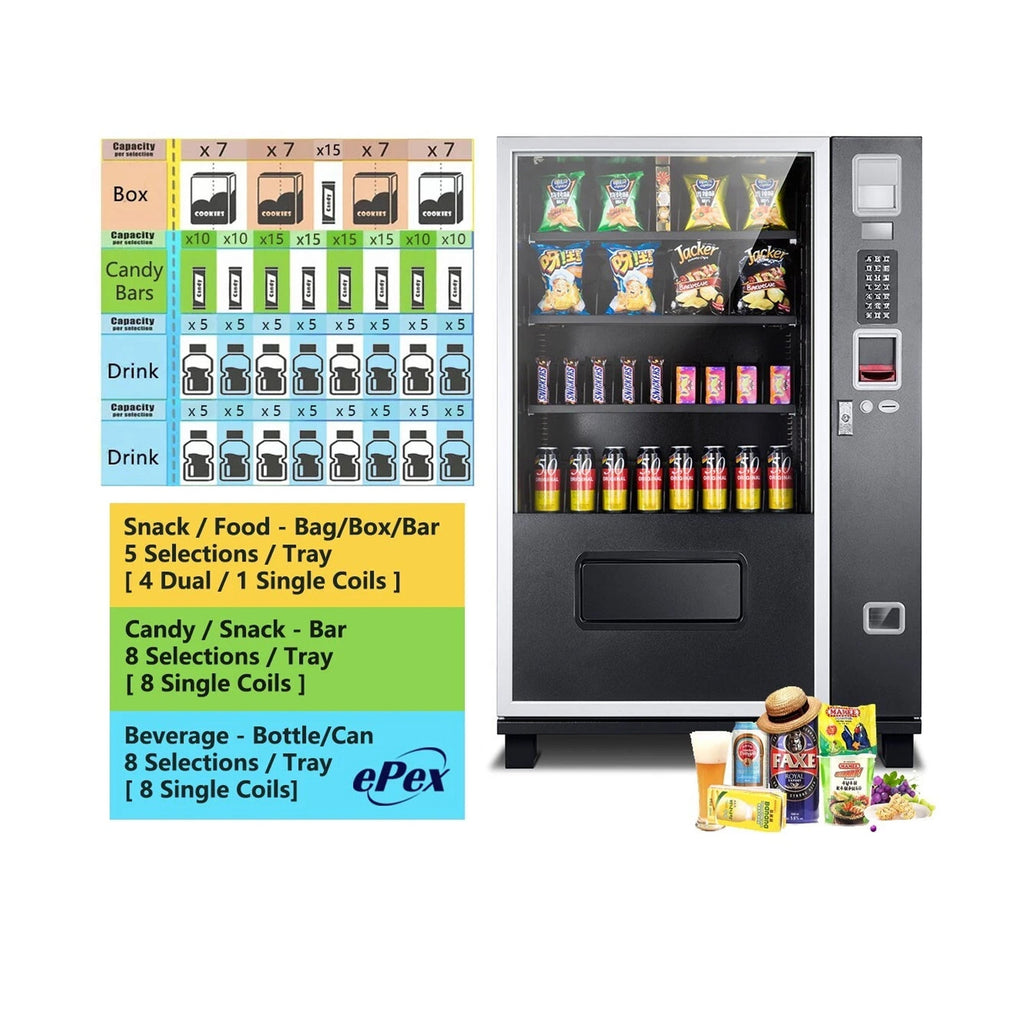 Epx 5FT Snacks And Drinks Combo Vending Machine With Dual Zone Refrigeration And Bill Acceptor [G432] (SAK76984) by SAKSBY WHOLESALE
