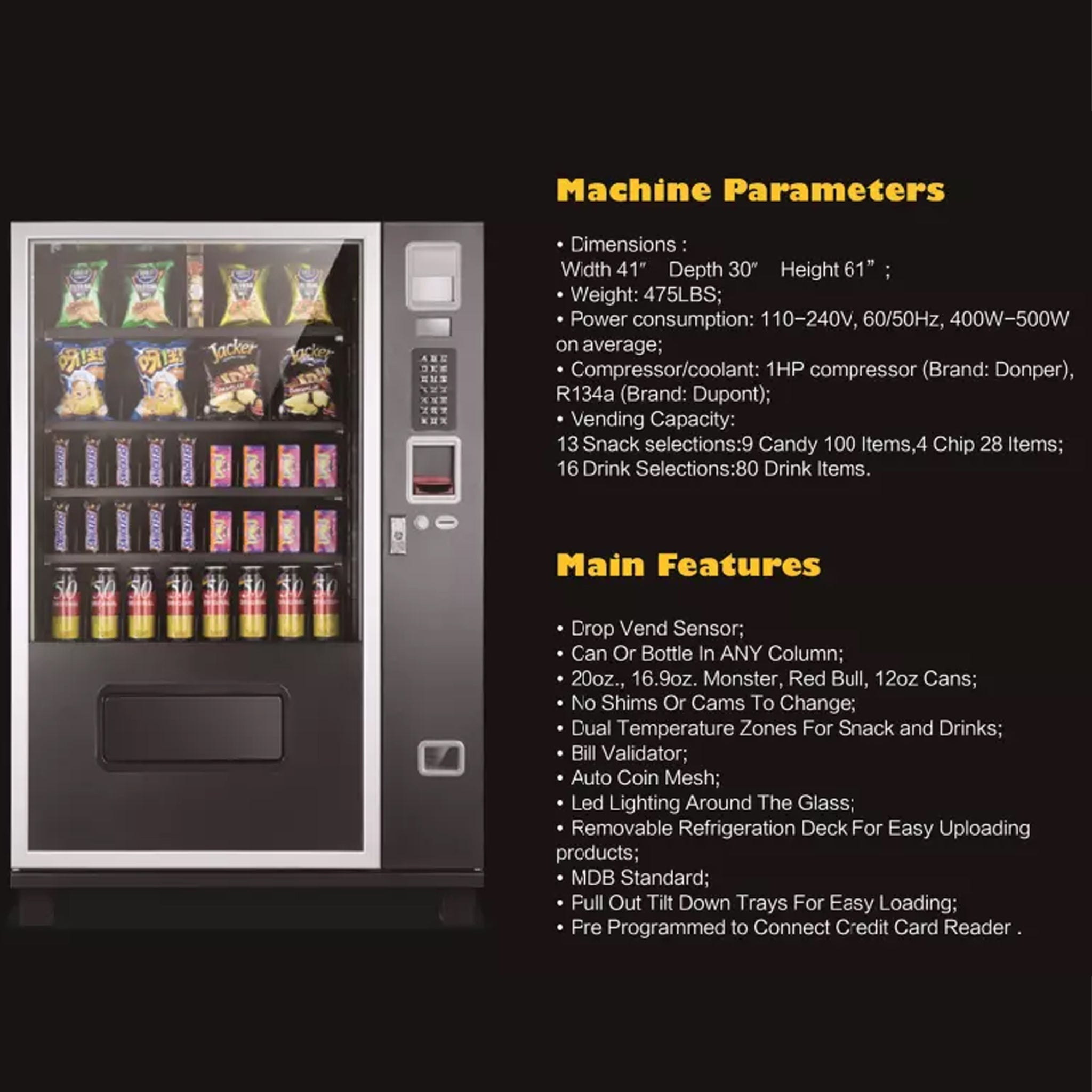 Epx 5FT Snacks And Drinks Combo Vending Machine With Dual Zone Refrigeration And Bill Acceptor [G432] (SAK76984) by SAKSBY WHOLESALE