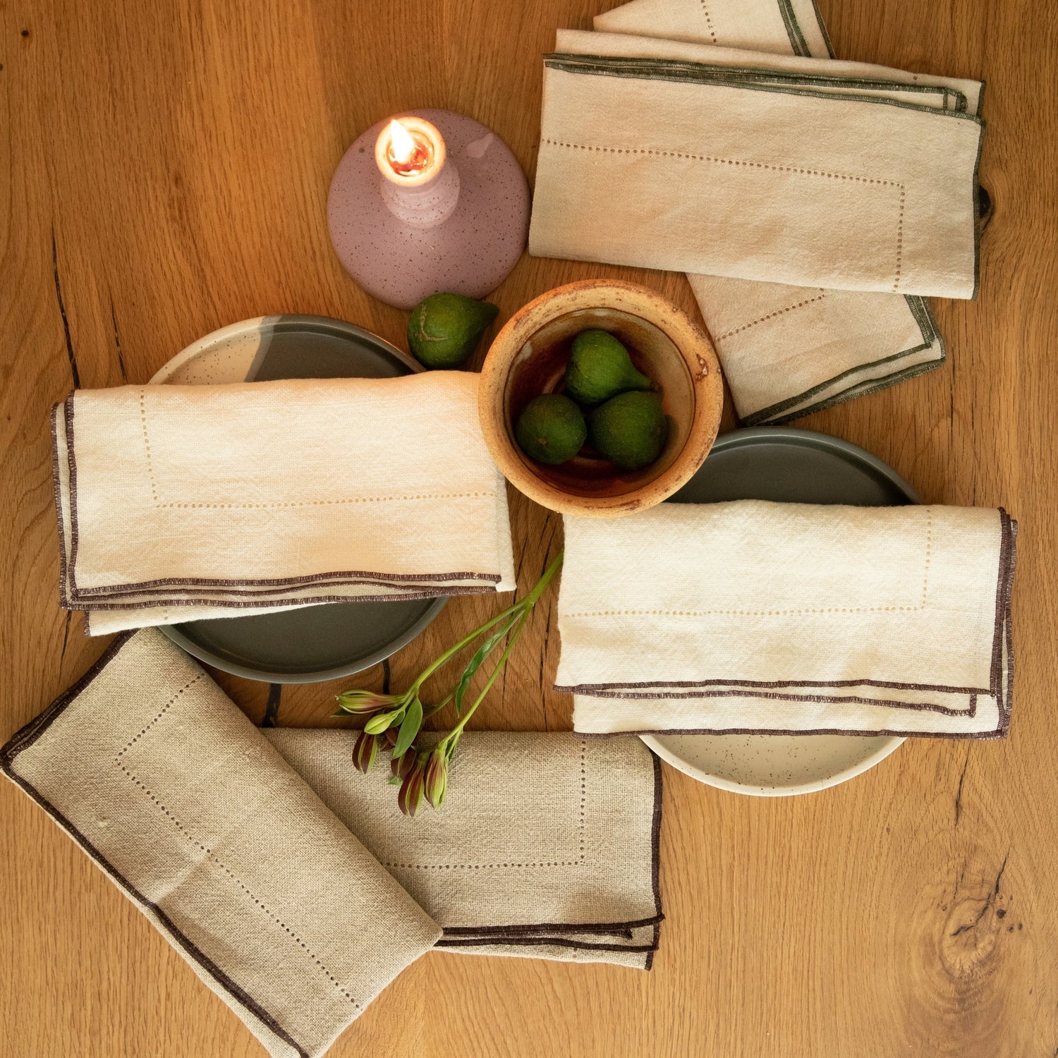 Jardin Handmade Linen Napkins, Set of 4 (3 Colors)