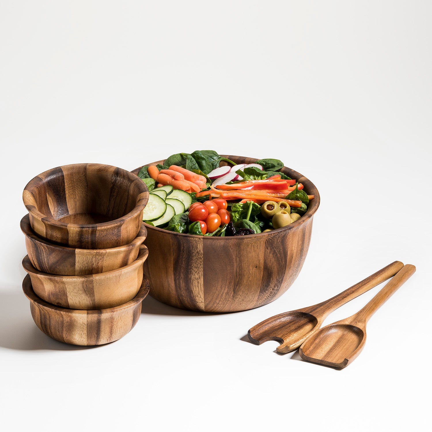 Kalmar Home Acacia Wood Large Salad Bowl Set With Utensils by Kalmar Home