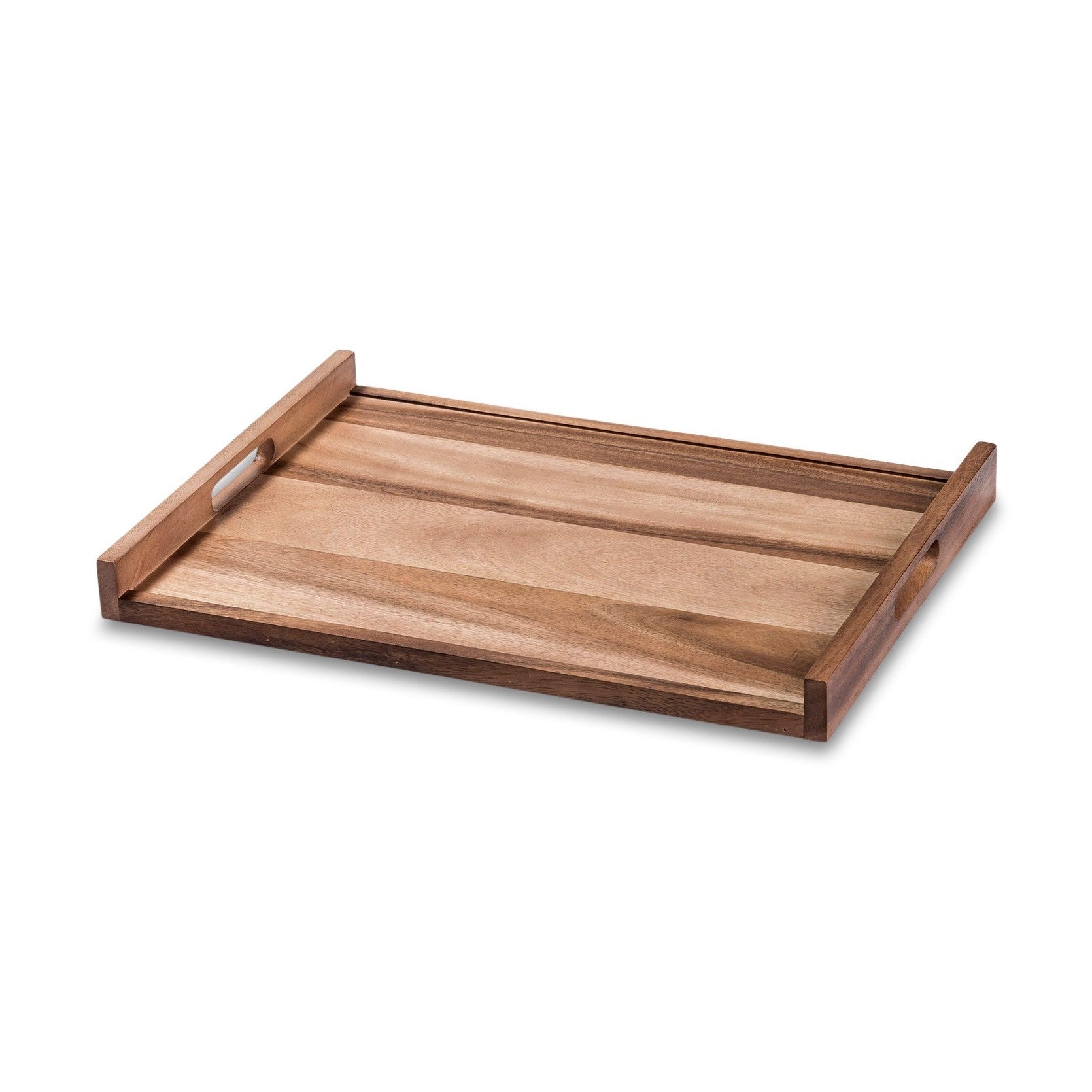 Kalmar Home Acacia Wood Large Serving Tray With Solid Bottom by Kalmar Home