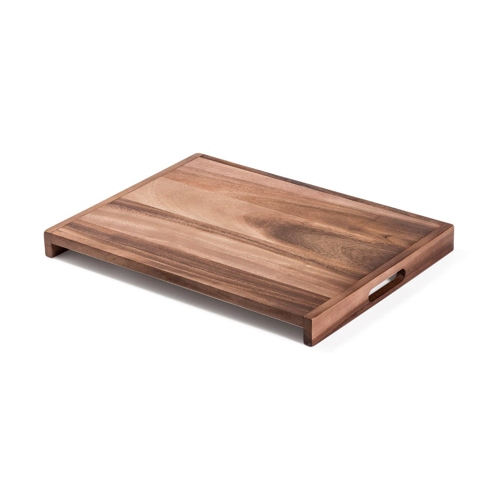 Kalmar Home Acacia Wood Large Serving Tray With Solid Bottom by Kalmar Home