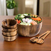 Kalmar Home Extra Large Acacia Wood Salad Bowl Set With Four Bowls by Kalmar Home