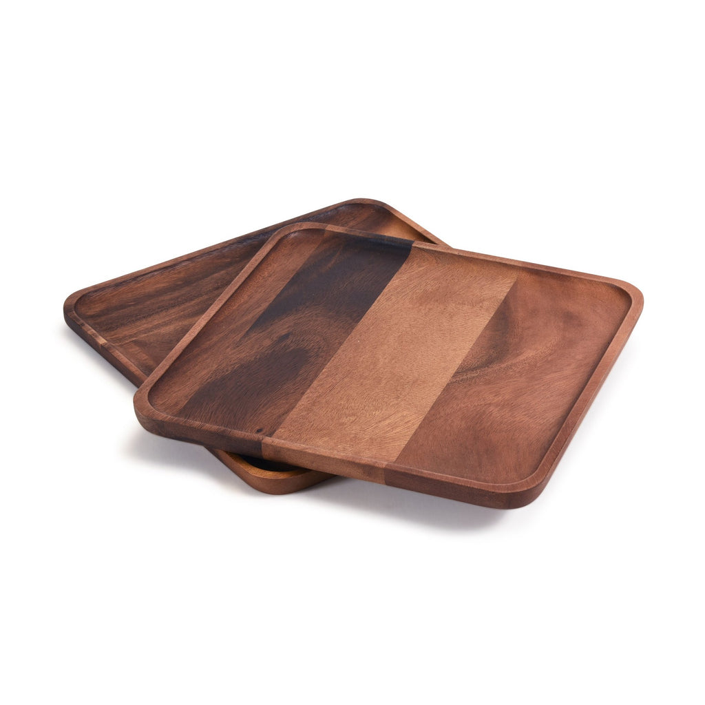 Kalmar Home Square Acacia Wood Plates Six Inches Set Of Two by Kalmar Home
