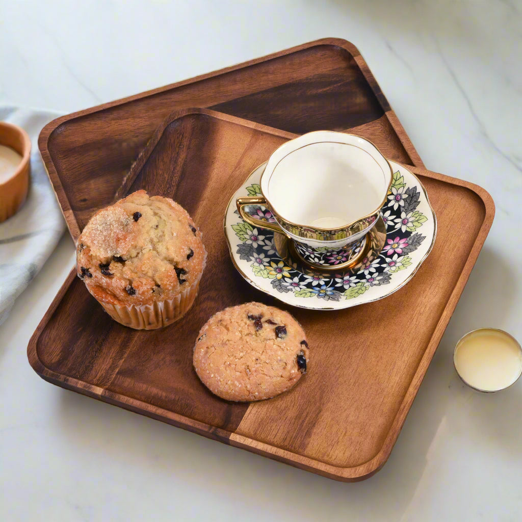 Kalmar Home Square Acacia Wood Plates Six Inches Set Of Two by Kalmar Home