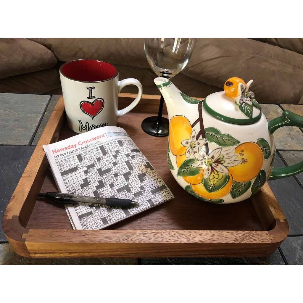 Kalmar Home Square Acacia Wood Serving Tray 14x14 Durable Finish by Kalmar Home