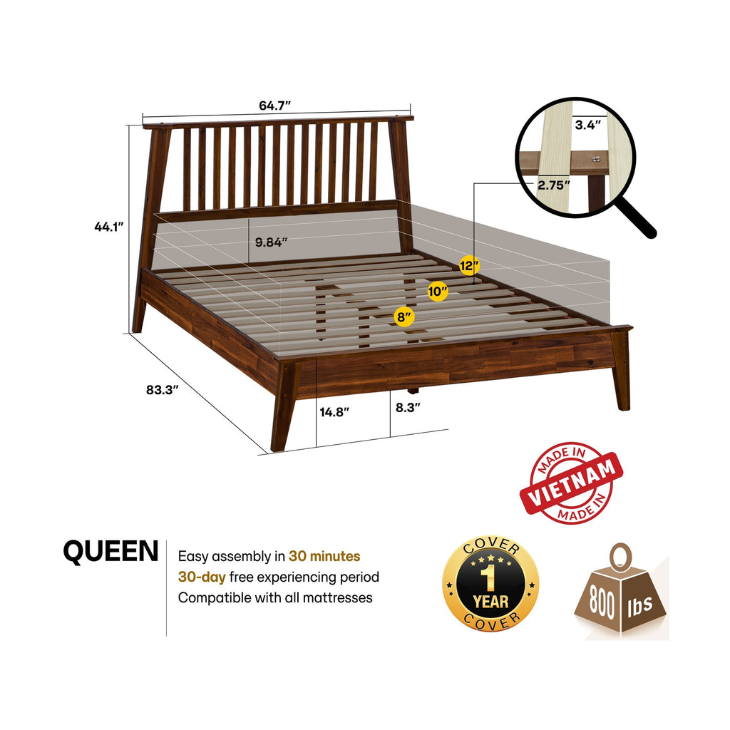 Kaylin Solid Wood Bed Frame