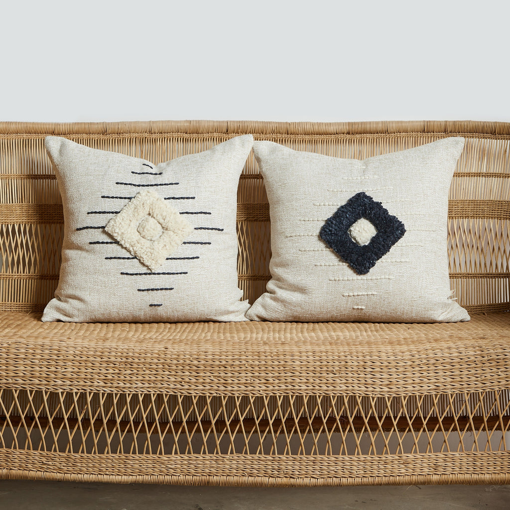 Khanya Throw Pillow in Grey and White