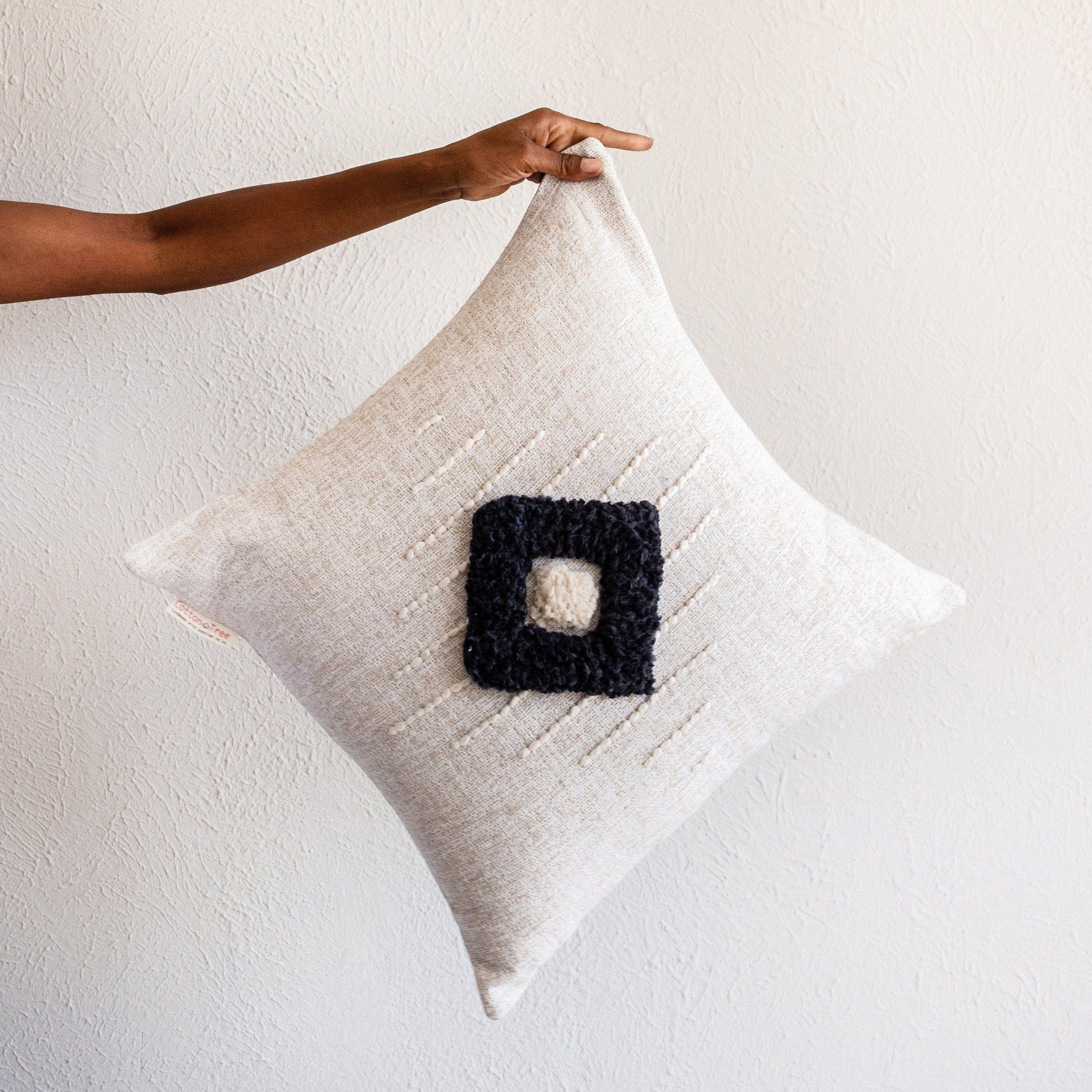 Khanya Throw Pillow in Grey and White