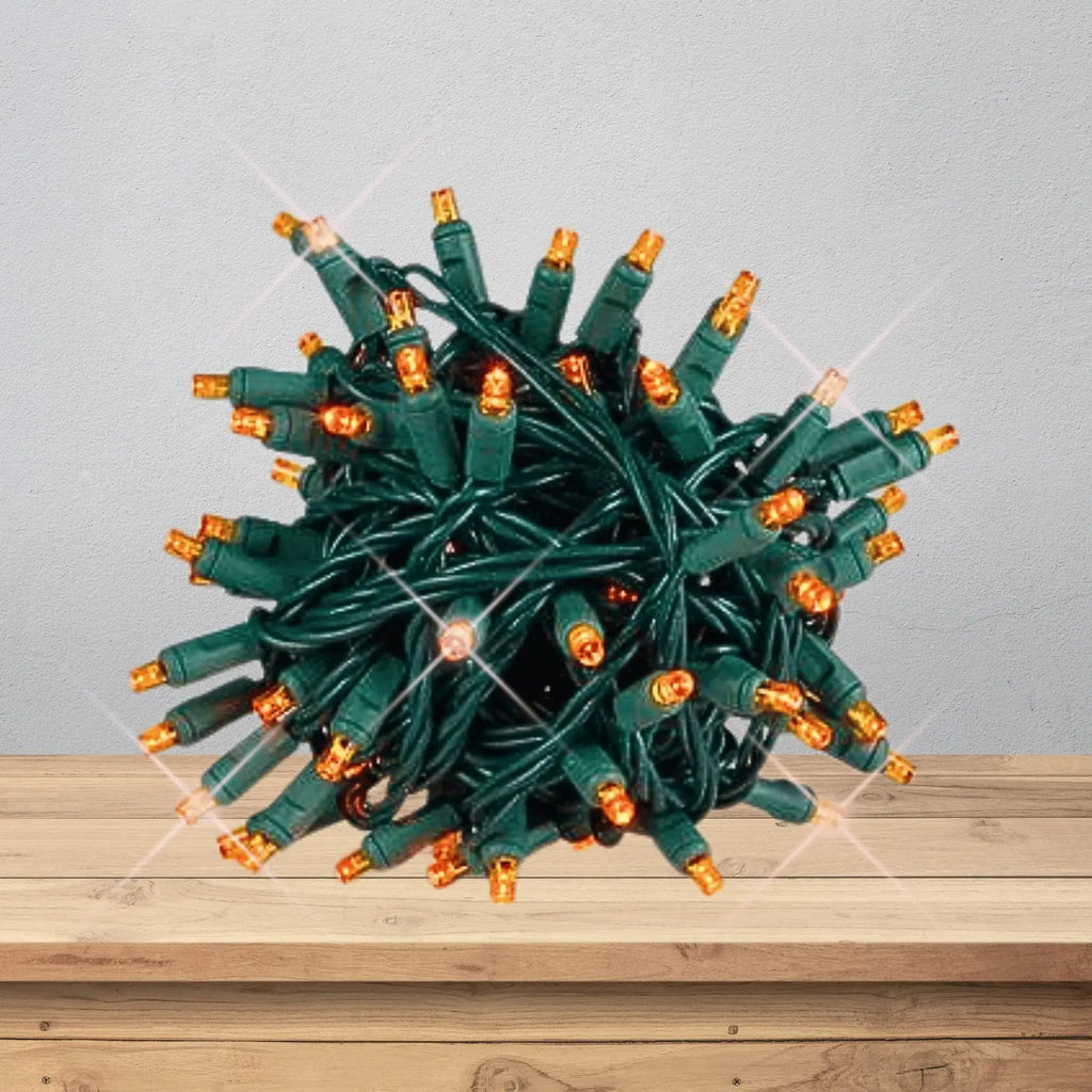 LED Mini Lights 5MM Orange Twinkle  6" Spacing