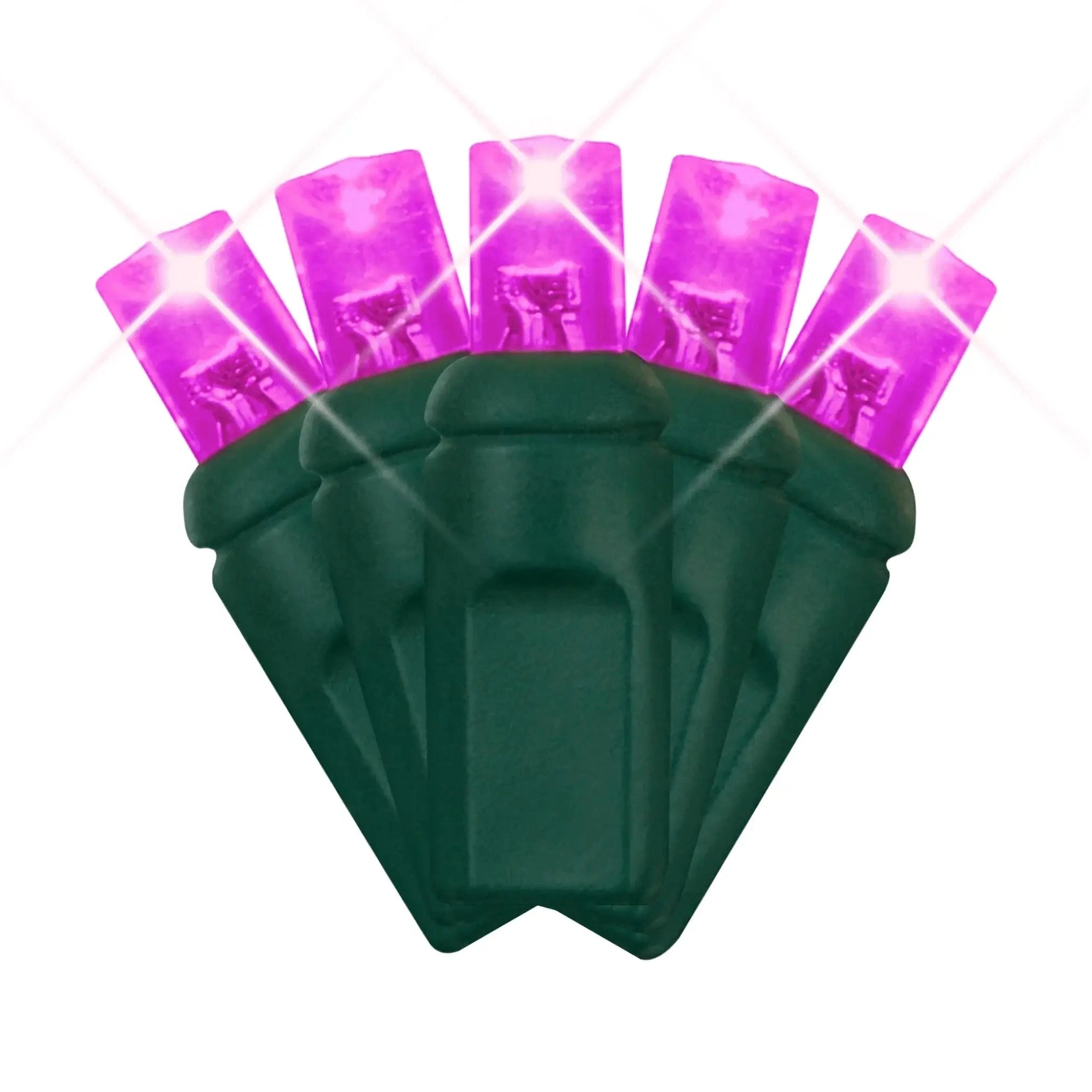 LED Mini Lights 5MM Pink Twinkle Green Wire - 6" Spacing