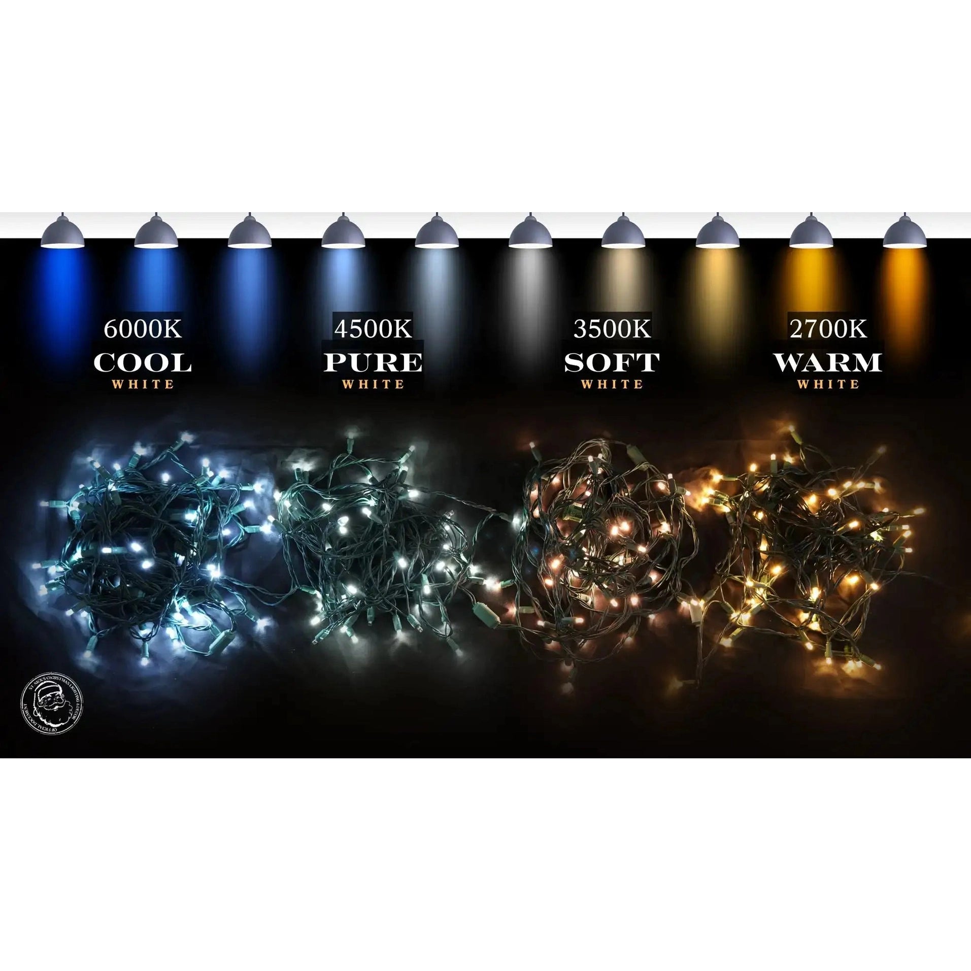 LED Mini Lights 5MM Pure White Twinkle Green Wire  6" Spacing