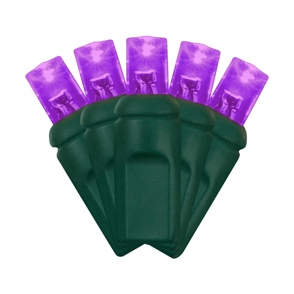 LED Mini Lights 5MM Purple Static Green Wire 6" Spacing