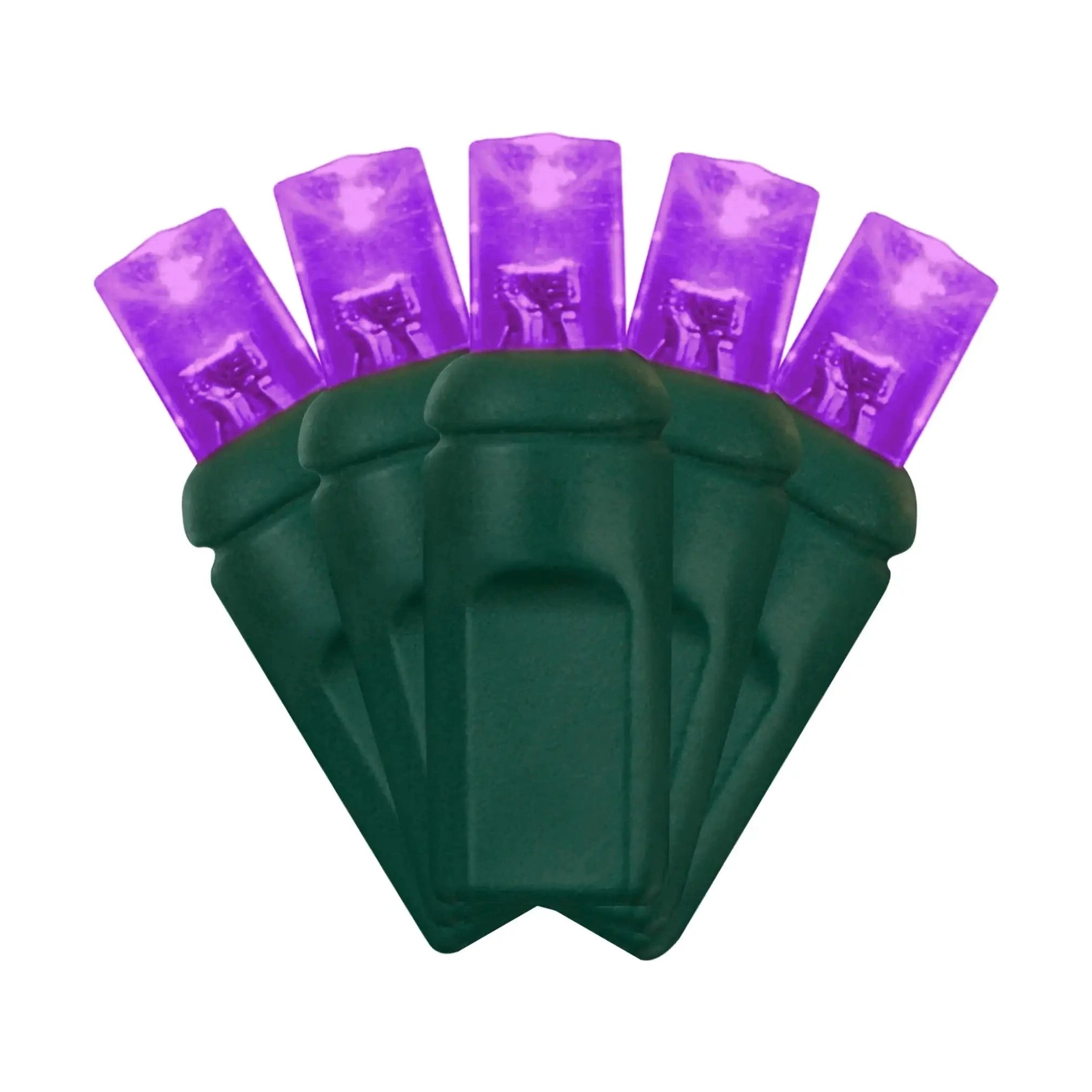 LED Mini Lights 5MM Purple Static Green Wire 6" Spacing