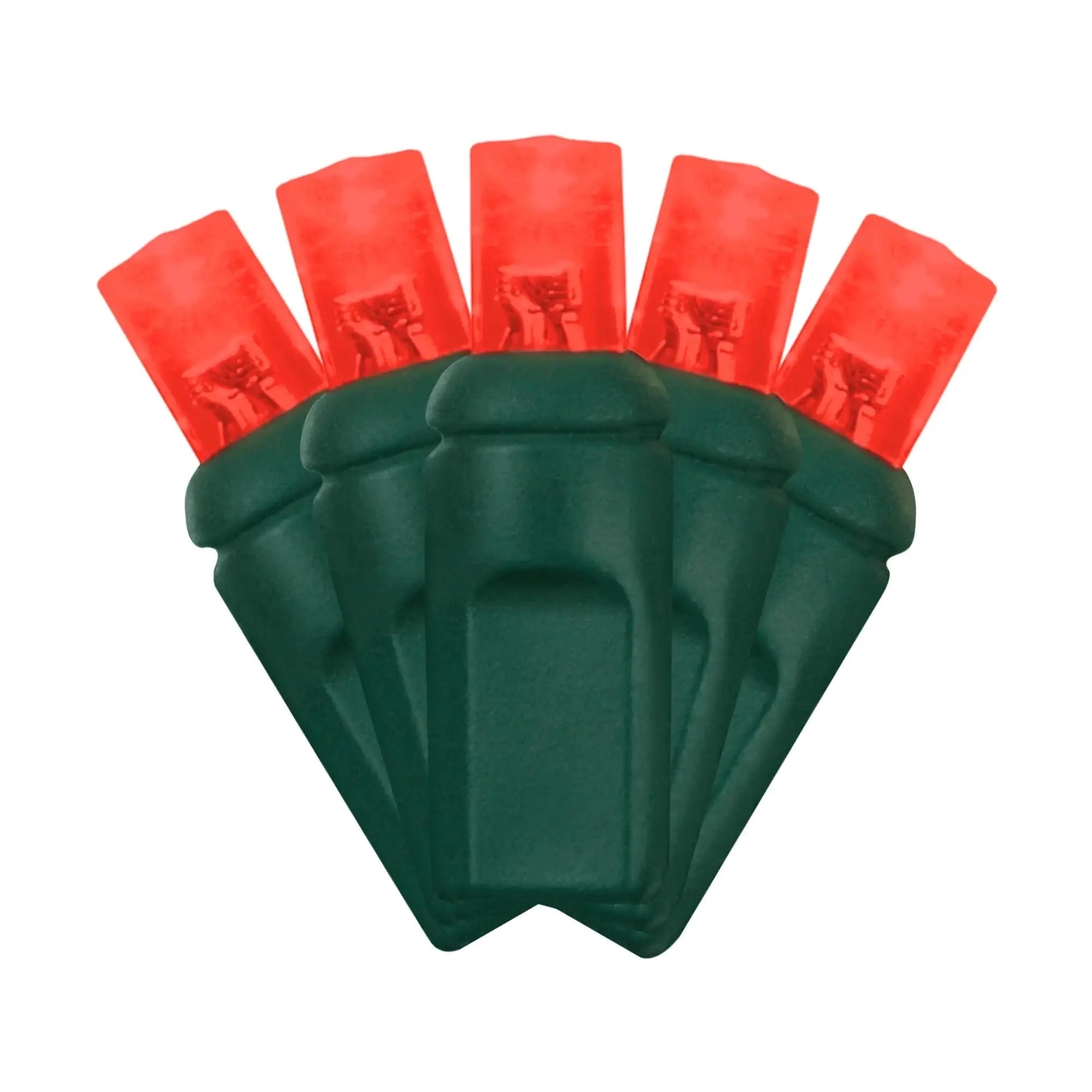 LED Mini Lights 5MM Red Static Green Wire 6" Spacing