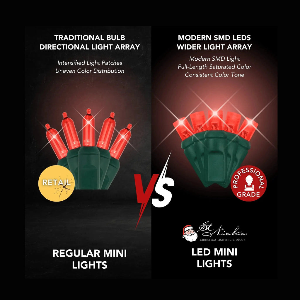 LED Mini Lights 5MM Red Twinkle Green Wire  6" Spacing