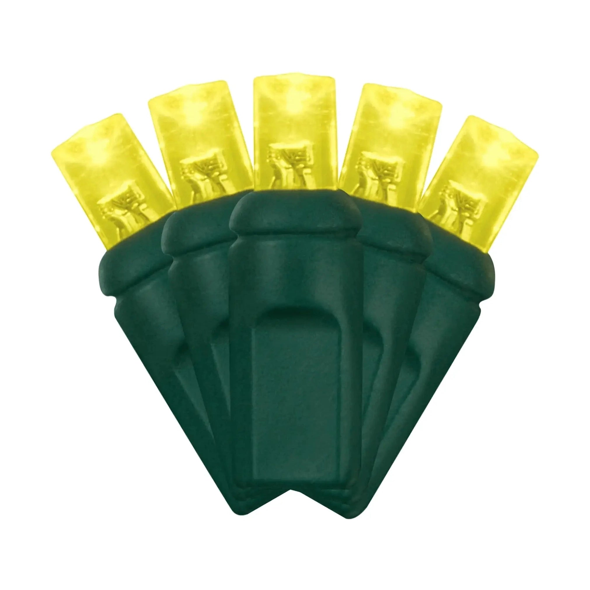 LED Mini Lights 5MM Yellow Static Green Wire - 6" Spacing