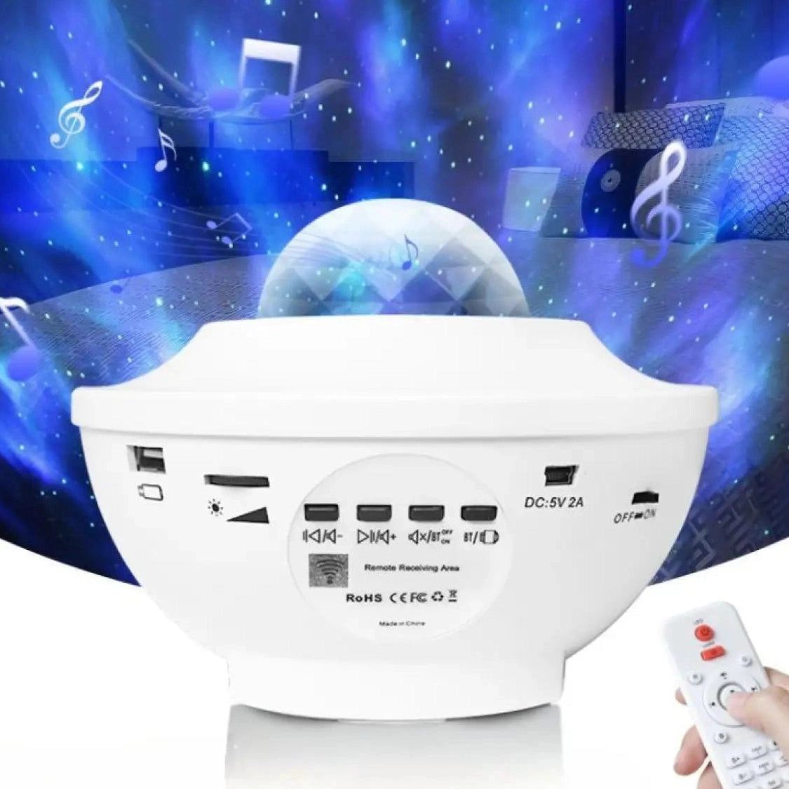 LED Star Projector Night Light with USB Control and Music Player