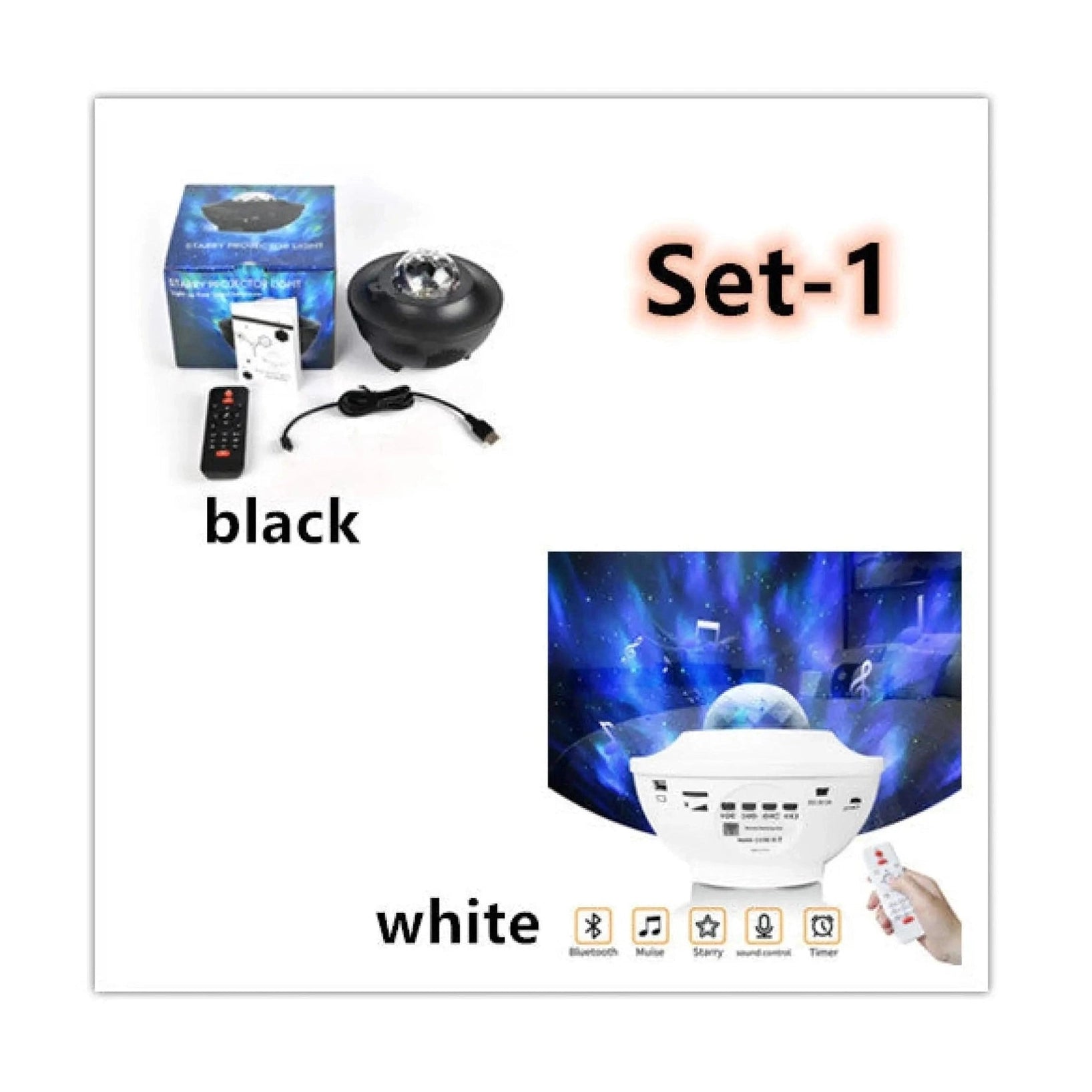LED Star Projector Night Light with USB Control and Music Player