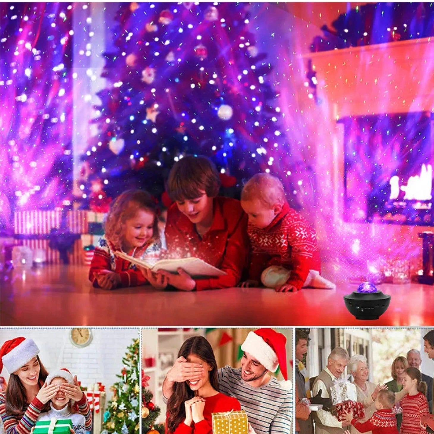 LED Star Projector Night Light with USB Control and Music Player