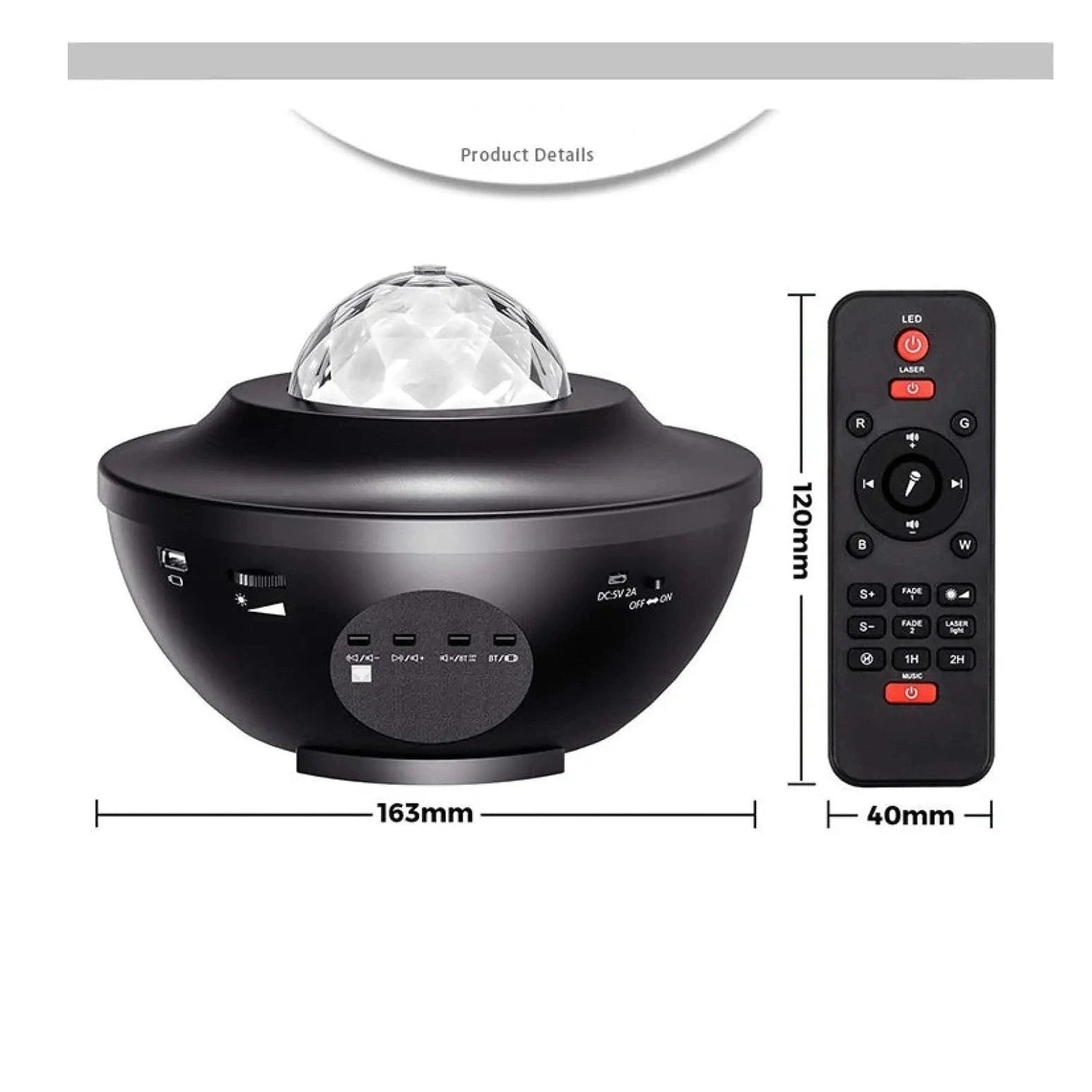 LED Star Projector Night Light with USB Control and Music Player