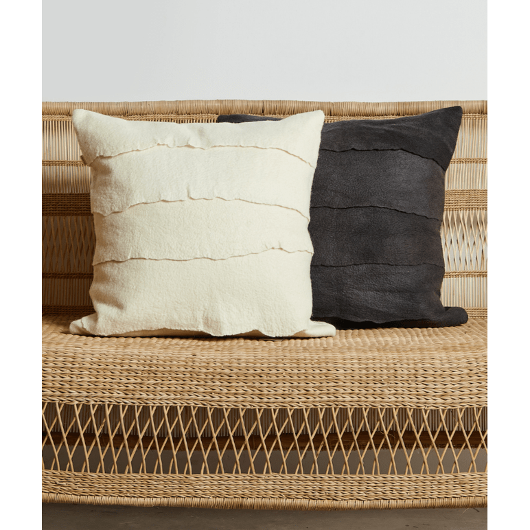 Layered Hand-Felted Merino Wool Throw Pillow