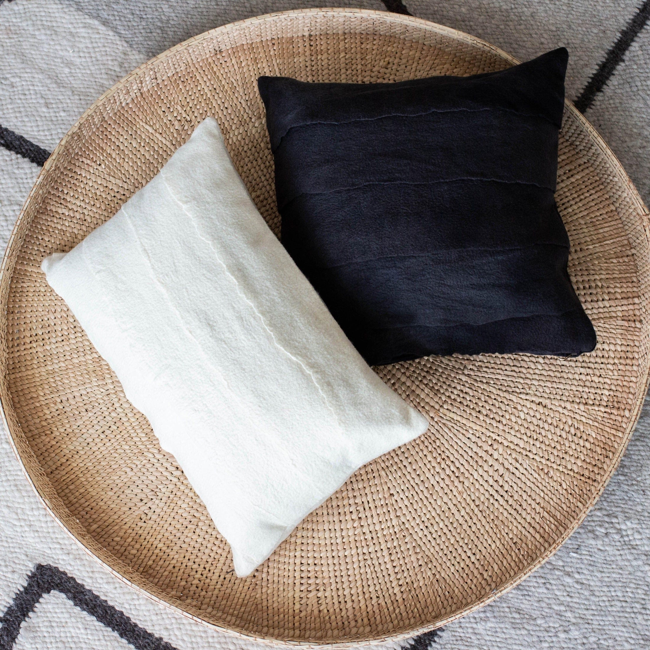 Layered Hand-Felted Merino Wool Throw Pillow