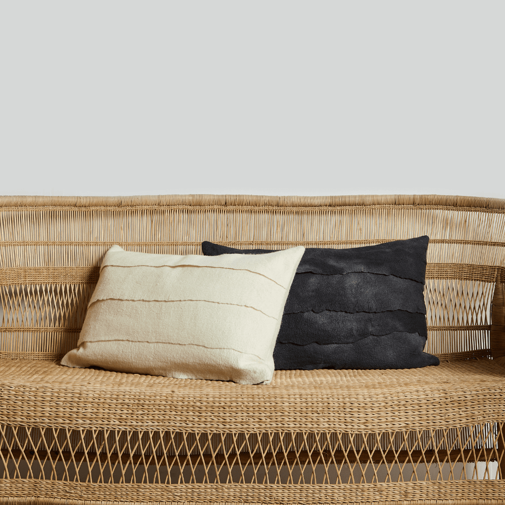 Layered Hand-Felted Merino Wool Throw Pillow