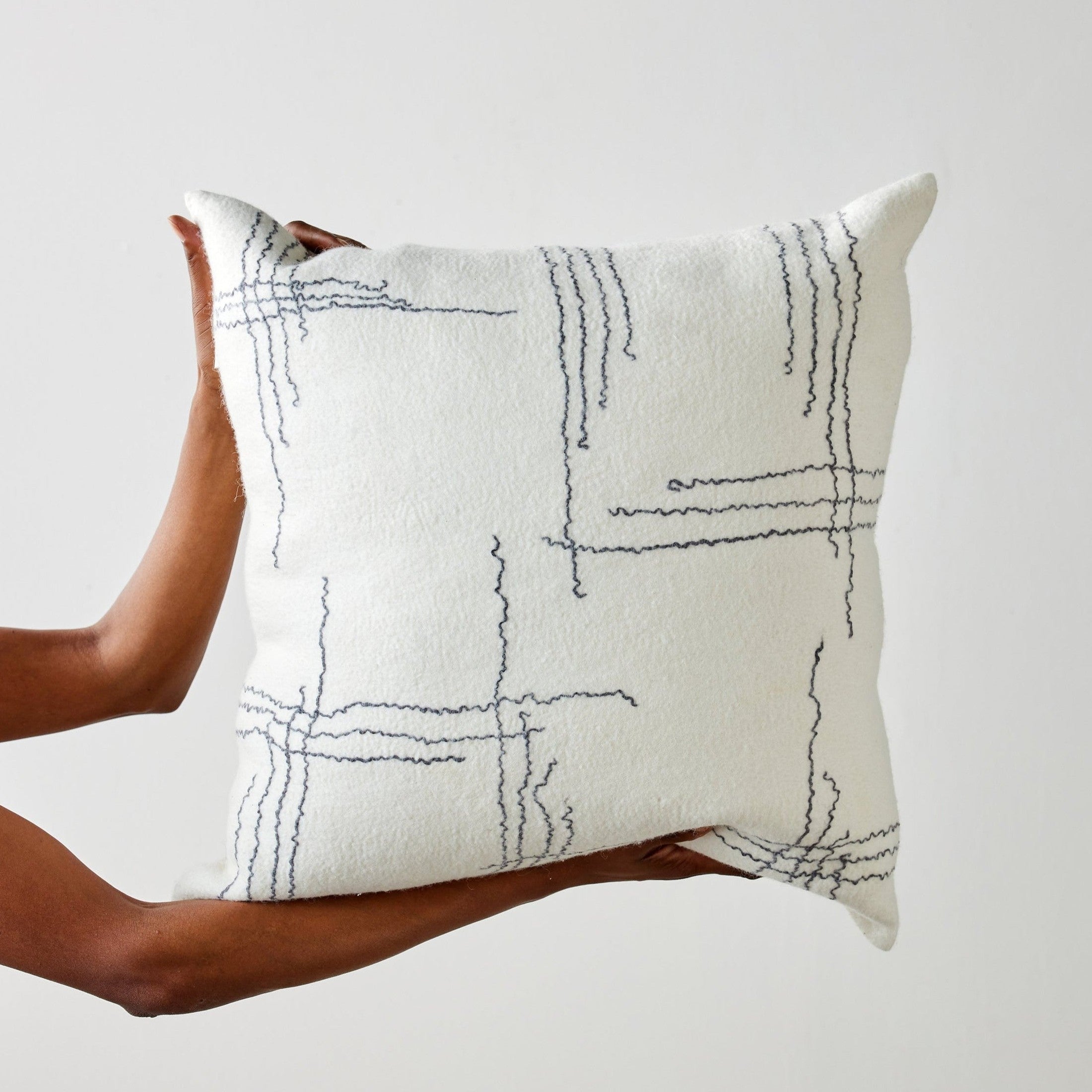 Linear Organic Wool and Silk Throw Pillow