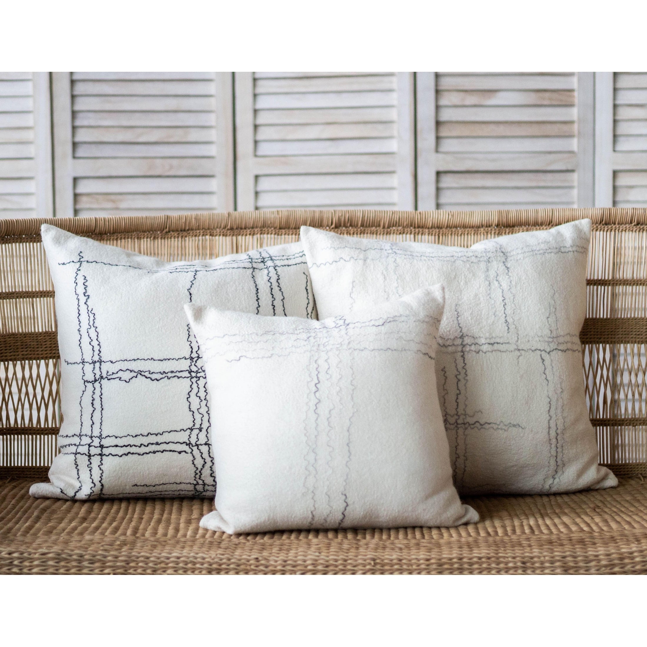 Linear Organic Wool and Silk Throw Pillow