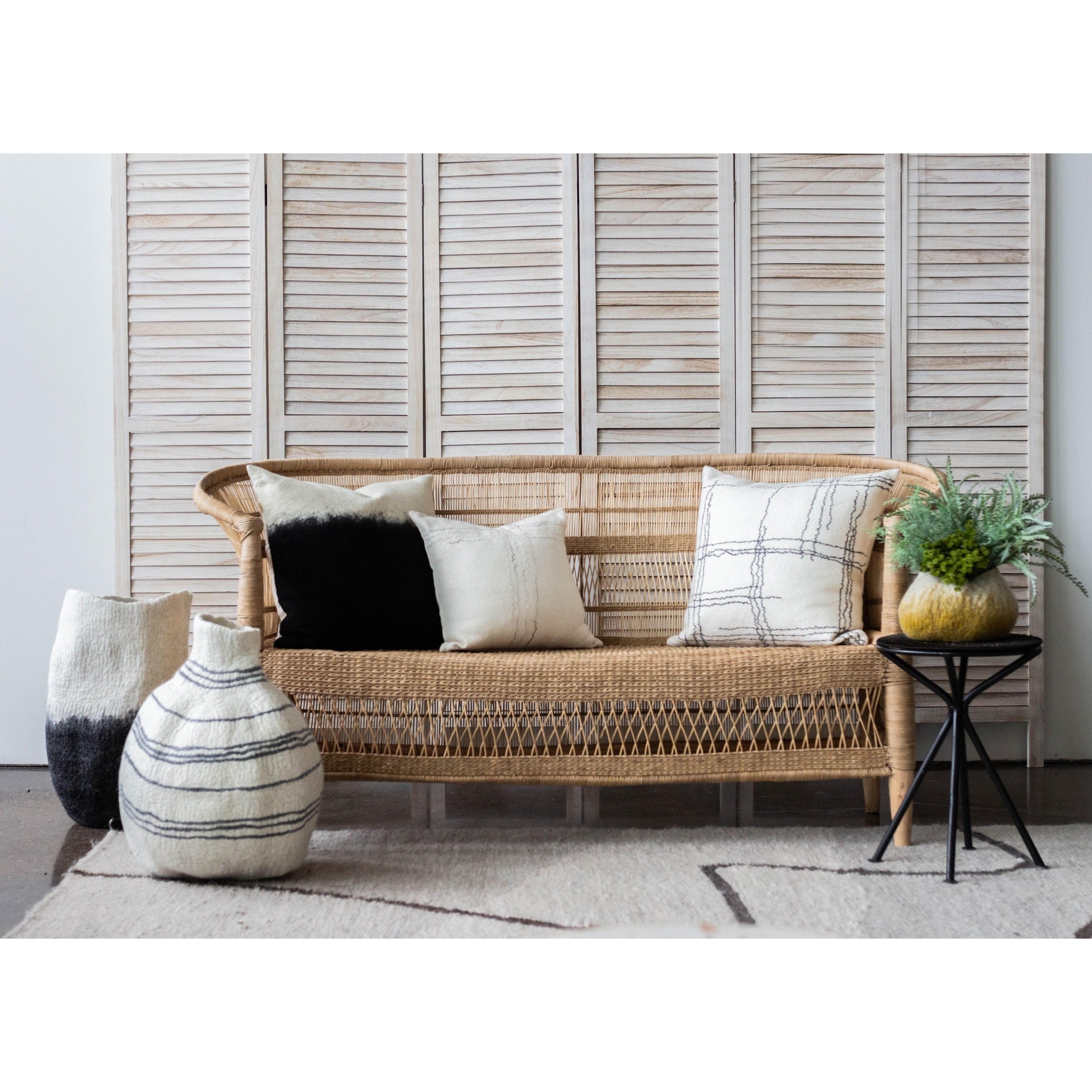 Linear Organic Wool and Silk Throw Pillow